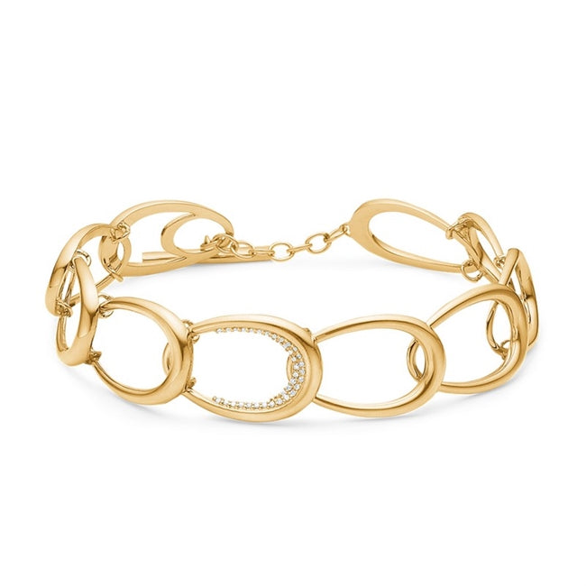 Diamond Ellipse armbånd i 14 kt guld med 0,12 ct diamanter – Mads Z, 18,5 cm